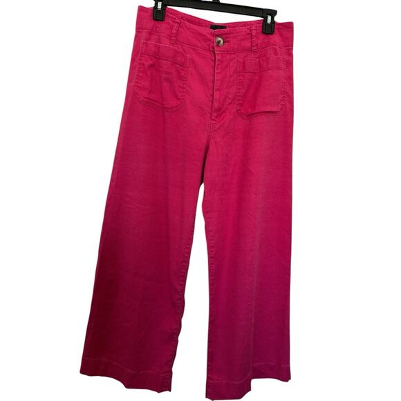 Anthropologie Maeve The Colette Cropped Wide-Leg Pants in rose Size 30 - Picture 4 of 12
